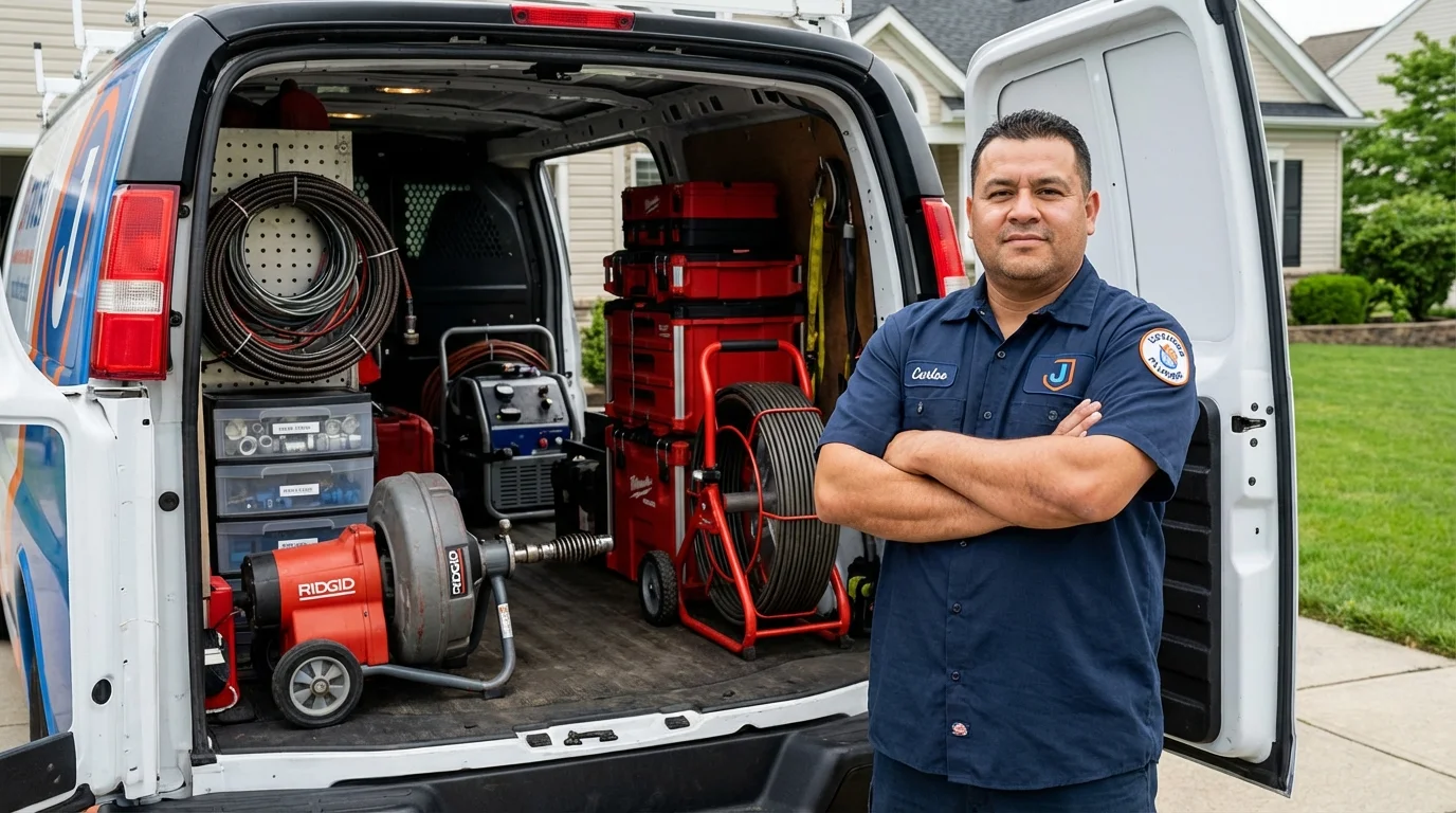 Professional drain cleaning equipment and Johns Plumbing LLC plumber in Dauphin Island