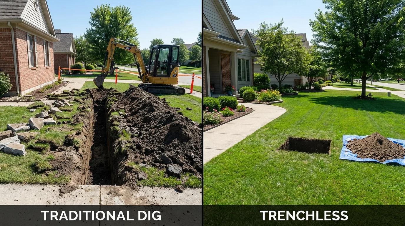 Trenchless sewer repair with minimal yard damage versus traditional excavation in Dauphin Island, AL